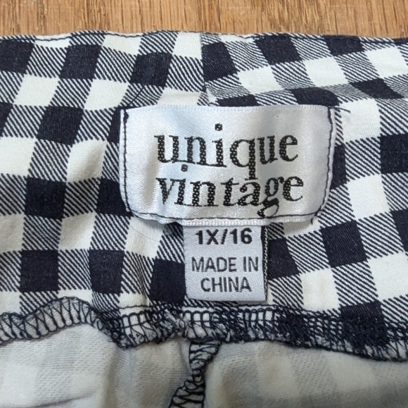 Unique Vintage Gingham Skinny Pants 1X/16 | Picnic Punk Meets Mod Babe 🍒✨ - Picture 3 of 9